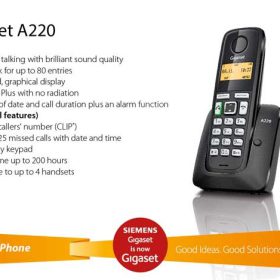 تلفن بی سیم گیگاست مدل Gigaset A220 استوک در حد نو با گارانتی 6 ماهه با کارتن
